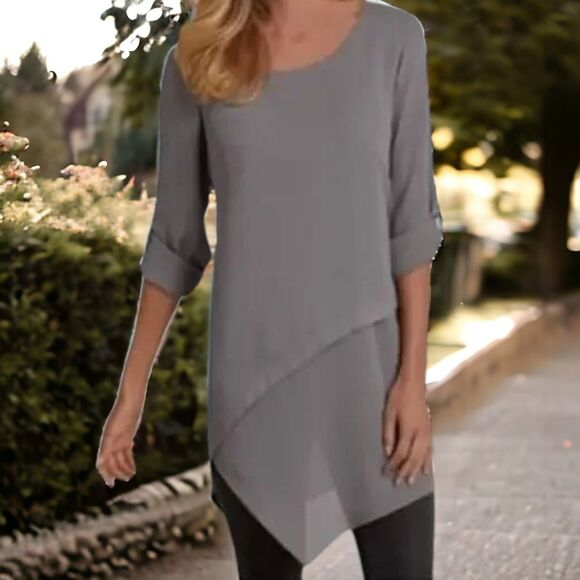 Soft Surroundings Gray Mayfair Tunic Sz L - Picture 1 of 8